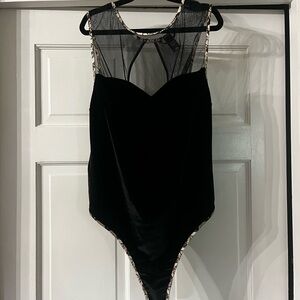 Victoria's Secret Black and Tan Mesh Bodysuit
